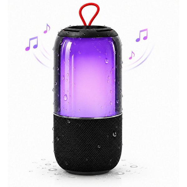ANYSUN Musikbox, tragbar, Lautsprecher, RGB-Licht, Outdoor,1500 mAh Akku, Bluetooth-Lautsprecher 1.0 (Bluetooth 6,0, 5 W, 1Stuck,Bluetooth,Party-Lautsprecher,Ge