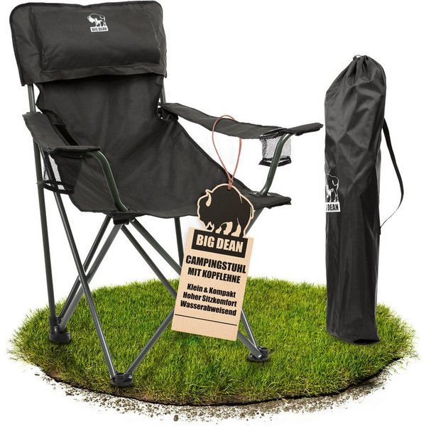 BigDean Campingstuhl Luxus Campingstuhl Faltbar Extra groß 150 KG Belastbar, bequem (Packung, 1 St), Luxus Faltstuhl, Wasserabweisend, Uv-Beständig
