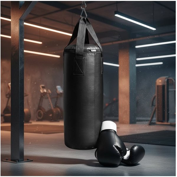 Feel2Home Boxsack Boxsack 60cm gefüllt 9KG + Handschuhe Sandsack Boxen Rocky Training (Komplett-Set, 2-tlg., mit Handschuhen), Hohe Robustheit