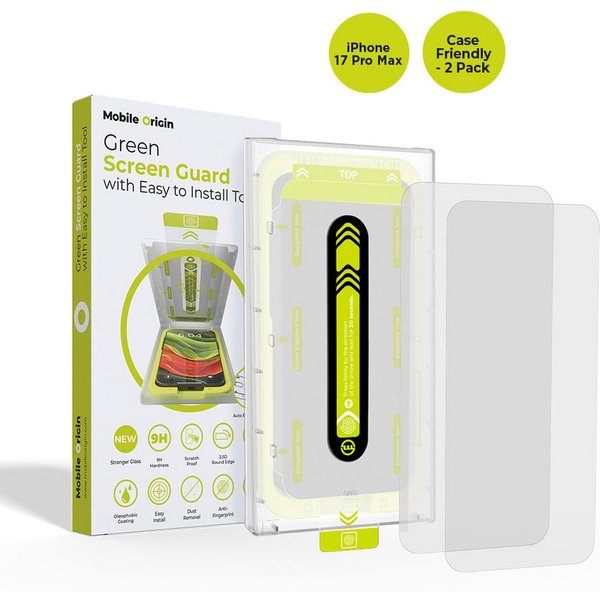 Mobile Origin Displayschutzglas 2x Panzerglas für iPhone 17 Pro Max Displayschutz Schutzglas für Apple iPhone 17 Pro Max, 2er Pack, 2 Stück, 9H Härte, Anti-Fing
