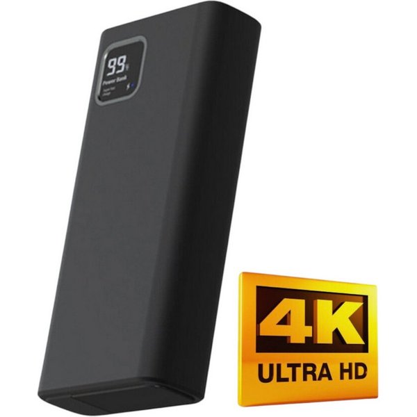 SpionProfi Überwachungskamera 4k Powerbank Mini Kamera Video Ton Aufnahme 64GB Überwachungskamera (Innenbereich, Außenbereich, 1-tlg., 10000mAh Powerbank mit ve