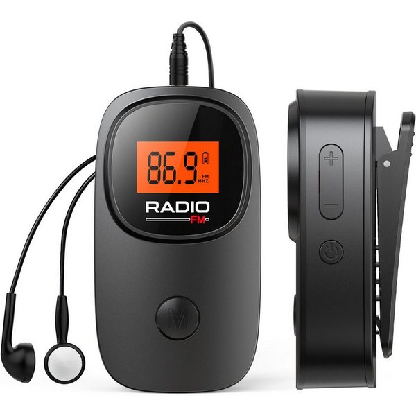 Lisabonde UKW Taschenradio tragbar Mini Radio mit LCD-Display & Gürtelclip UKW-Radio (UKW-Empfang, Senderspeicherung, automatischer Sendersuchlauf, 2,45 W, DSP-