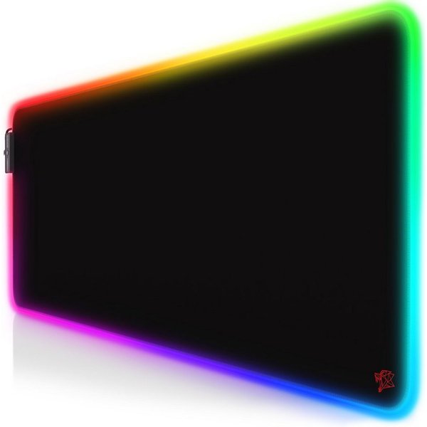 Titanwolf Gaming Mauspad RGB Mousepad 800 x 300 x 3 mm, LED Multi Color XL Tischunterlage (1-St), rutschfest, abwaschbar, Geschwindigkeit & Präzision, Emblem ro