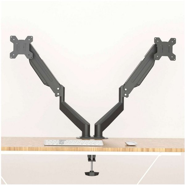 LMG Germany Monitor-Halterung Monitorhalterung für 2 Monitore bis 32 Zoll, je 10 kg, flexibel, (bis 32 Zoll, Gasfeder, VESA 75/100, 360° drehbar, Kabelmanagemen