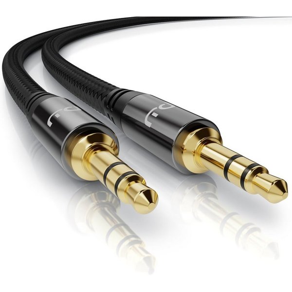 Primewire Klinkenkabel 3,5 mm AUX - Audiokabel mit Nylonmantel - 1m Audio-Kabel, 3,5-mm-Klinke, AUX (100 cm), Stereo, für Smartphone, Auto, HiFi, klarer Sound o