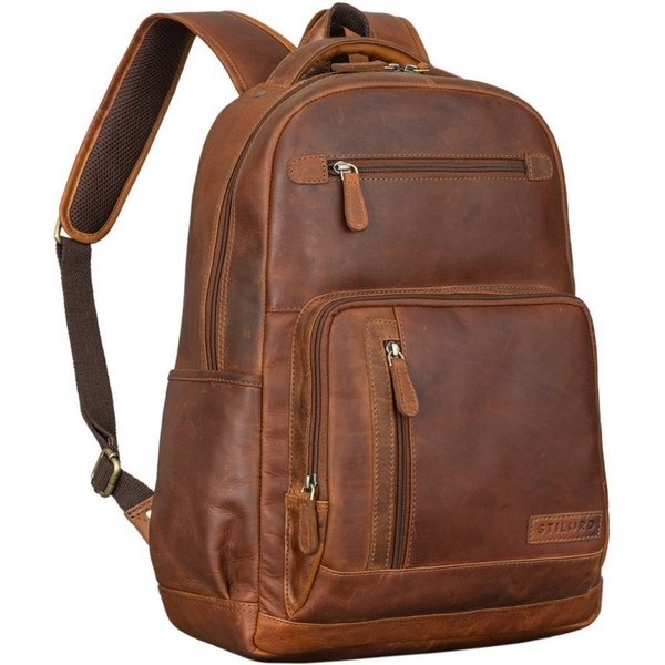 STILORD Notebookrucksack "Hubertus" Vintage Lederrucksack Damen und Herren