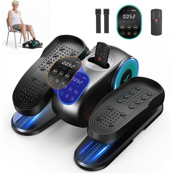 MERACH Crosstrainer Mini Ellipsentrainer, Untertisch Crosstrainer für Zuhause (Beintrainer für Durchblutung Set mit Fernbedienung, Mit LCD-Display, Netzkabel un