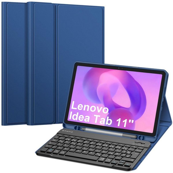 Fintie Tablet-Hülle mit Tastatur für Lenovo Idea Tab 11 Zoll 2025 (TB-336ZU/ TB-336FU) 11'', mit TPU Rückseite, Stifthalter, magnetisch Tastatur mit QWERTZ Layo