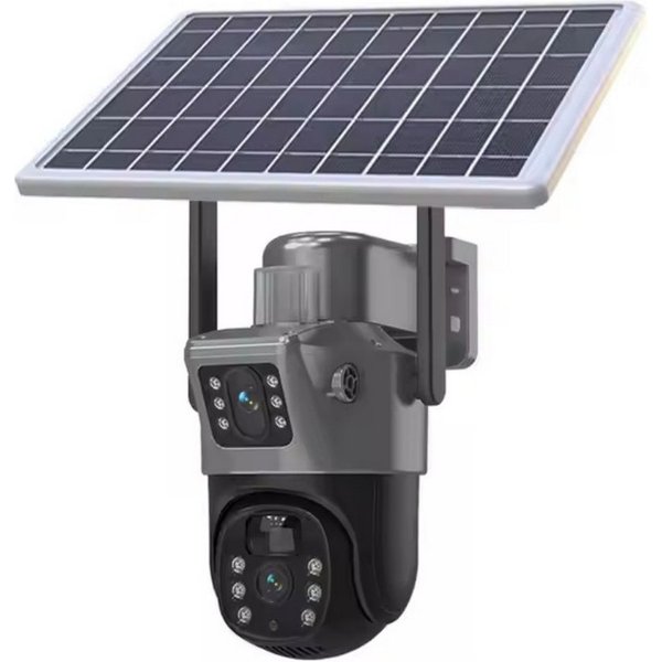 ANTCOOL Überwachungskamera WiFi Solar-Überwachungskamera Außen Doppellinse PTZ, IP66