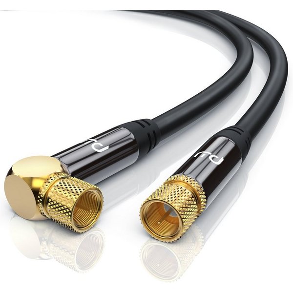 Primewire HDTV SAT Koax Kabel 90° gewinkelt, 4fach Schirmung, 135dB, 75Ohm - 1m SAT-Kabel, Koax, F-Verbinder (100 cm), Antennenkabel für Sat-Schüssel, Receiver,