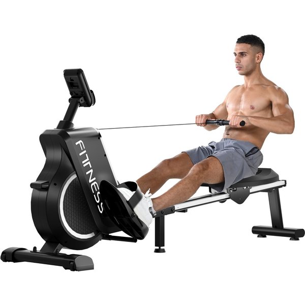Dskeuzeew Rudergerät Rudergeräte für Zuhause - Magnetisches Rudergerät (für Home Gym Indoor Trainer Ausrüstung), mit 16 Ebenen Widerstandsstufen und LED-Display