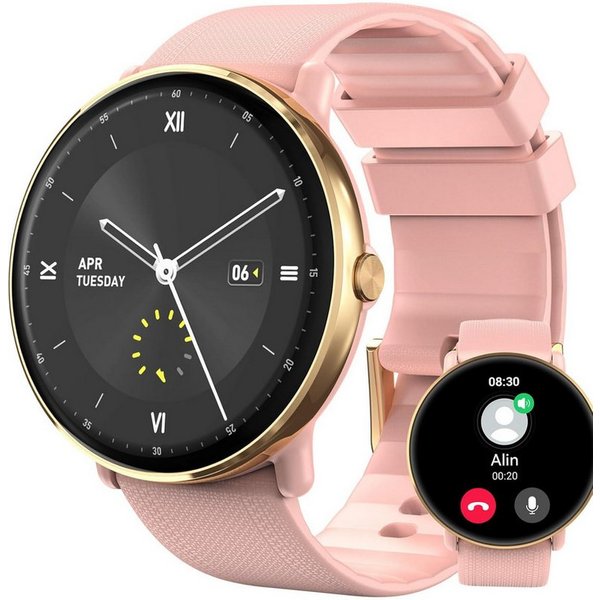 Vivitar Damen & Herren – Fitnessuhr mit Bluetooth-Telefonie, AMOLED-Display Smartwatch 25 Tage Standby, kompatibel mit iOS und Android, Schnellladefunktion, Zyk