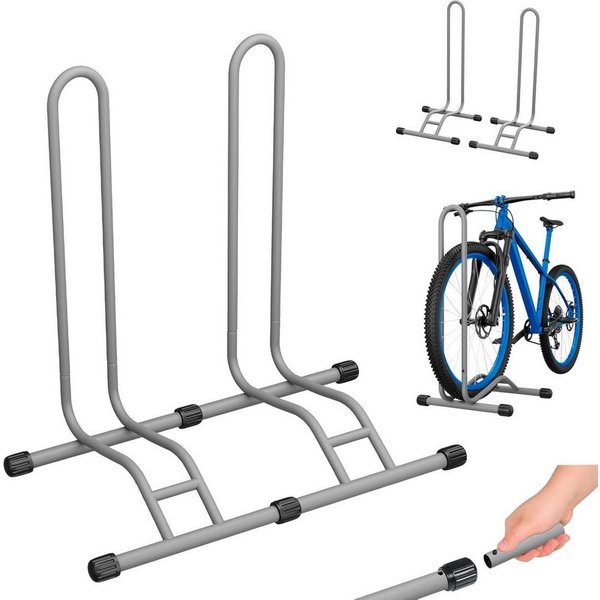 TLGREEN Fahrradständer Boden,Abnehmbar Bodenständer Fahrräder, (2-St., Reifenbreite bis 80 mm, Freistehend Fahrradhalter), Radständer für Mountainbike Rennrad M