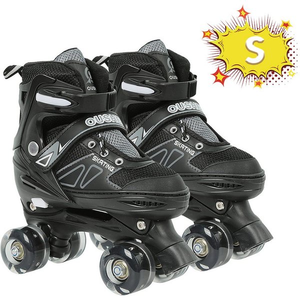 JEOBEST Rollschuhe Verstellbare Rollschuhe für Kinder, Atmungsaktiv Quad Skates, Für Mädchen und Jungen, Weihnachts Geschenke, Größen 27-37