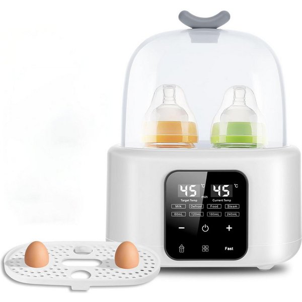 ibettertec Babyflaschenwärmer 6-in-1 Flaschenwärmer Baby, Doppelbecher Babyflaschen Wärmer, für Babyflaschen,Baby Flaschenwärmer,Erwärmen/Auftauen Speisen