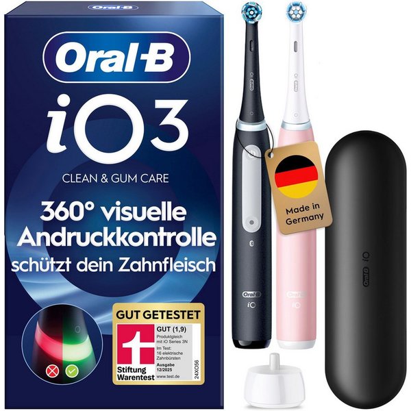 Oral-B Elektrische Zahnbürste iO Series 3 Doppelpack, Aufsteckbürsten: 2 St., Magnet-Technologie