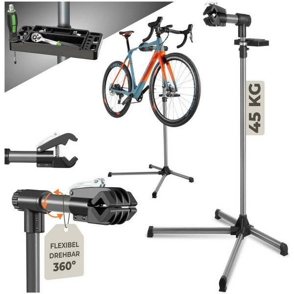 tectake Fahrrad-Montageständer Fahrrad-Set Reparaturständer für alle gängigen Modelle mit (Komplettset, bis 45kg)