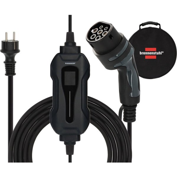 Brennenstuhl Tragbares EV Ladegerät Typ 2 Schutzkontakt 2,3KW mit 8 m Kabel Stromkabel, Typ F (Schuko), (800 cm)
