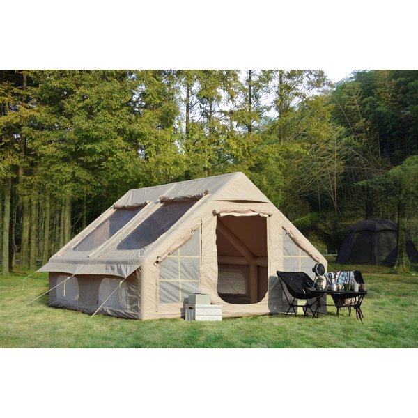 i@home aufblasbares Zelt Luftzelt wasserdicht, Personen: 8 (12 m², UPF50+ UV-Schutz, 300D Baumwollgefühl, 1 tlg., mit 3D-Moskitonetzen, 2 Türen, 6 Fenster), Cam
