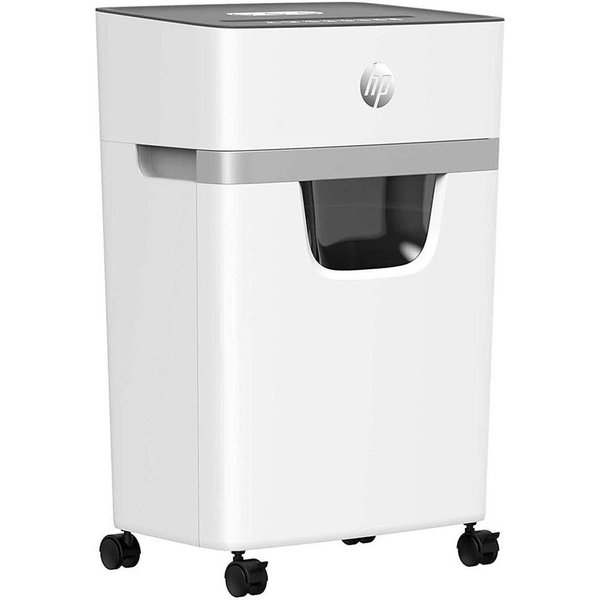 Go Europe Aktenvernichter HP OneShred 10MC, Sicherheitsstufe P-5 Micro Cut 10 Blatt Mikroschnitt 20 L weiß
