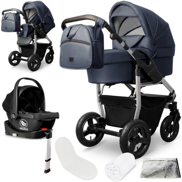 bergsteiger Kombi-Kinderwagen Babywagen Capri 3in1, Kombikinderwagen Komplettset, (10-tlg)
