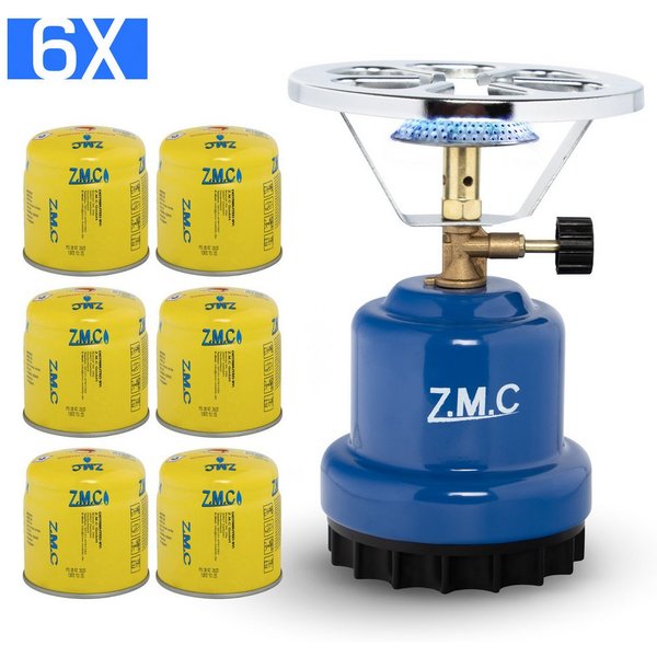 ZMC Gaskocher ZMC Campingkocher Gaskocher 1 flammig Kohleanzünder Herd + 6x Gaskartu, Kartuschenkocher