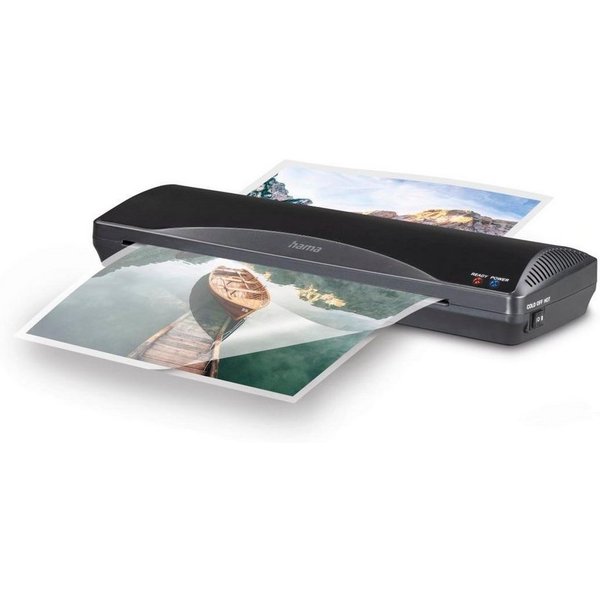 Hama Laminiergerät Laminator für DIN A3, Heiß- und Kaltlaminierung, 2 Rollen, schwarz, Mit Laminierfolien, Tischgerät, Verwendung im Office und Privat
