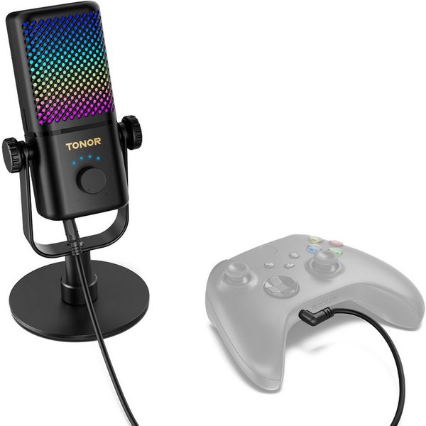 TONOR Mikrofon Mikrofon Kompatibel mit Xbox, Kondensator Mikrofon mit RGB
