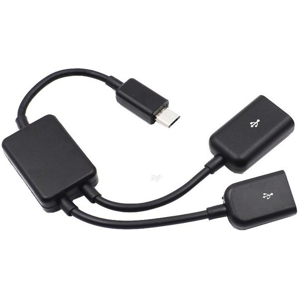 Bolwins F64 Micro USB OTG Adapter auf 2x USB-A Buchse 19cm Smartphone-Kabel, Micro-USB Stecker, 2x USB 2.0 A (19 cm), OTG Funktion, Plug and Play