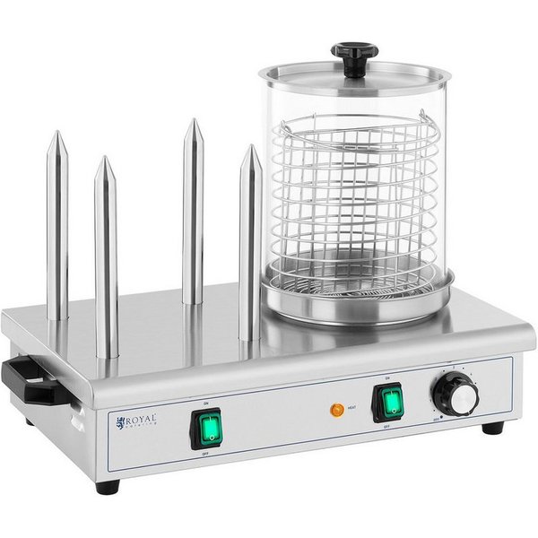 Royal Catering Hotdog-Maker Hot Dog Maschine 30 Würste Wärmer Bockwurstwärmer 4 Spieße Gastro, 550 W, verschiedene Produktvarianten