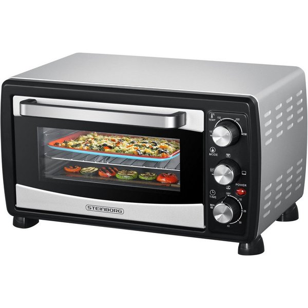 STEINBORG Minibackofen SB-3007, 20 Liter, Umluft, mit Krümelblech, 1380 Watt