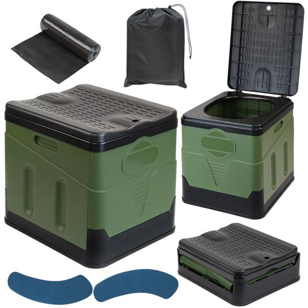 AKKEE Campingtoilette Faltbare Mobile Toilette Campingtoilette max 150 kg, 12 Toilettenbeuteln