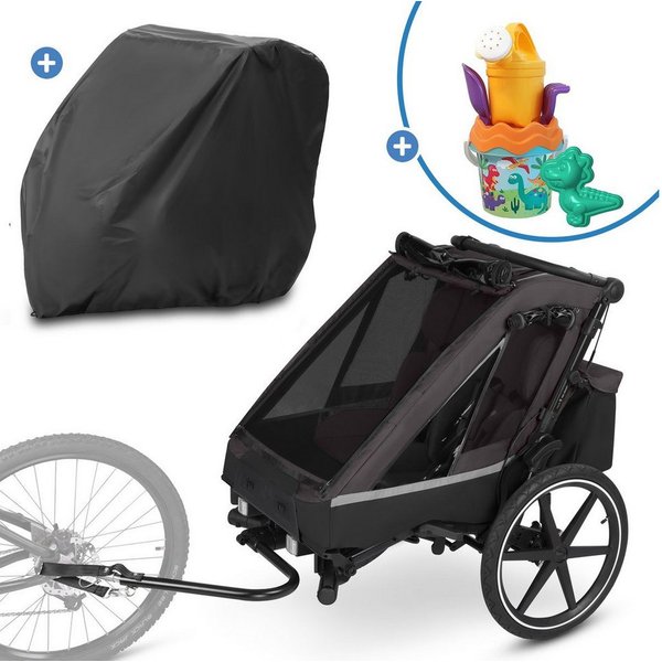ABC Design Fahrradkinderanhänger Tour 2 - Falcon, Fahrrad Anhänger, Kinderwagen & Jogger für 2 Kinder mit Faltgarage