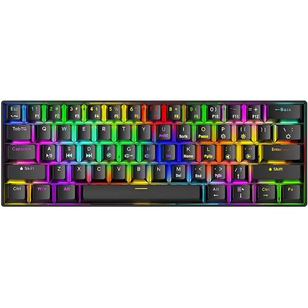 Goldstern-Tech CX23 Kompakte 61-Tasten Kabelose Gaming-Tastatur (mit 3 Verbindungsmodi, RGB, Blue Switches & Wireless)