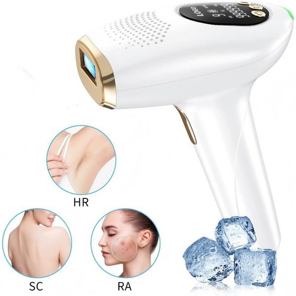feinlux IPL-Haarentferner Laser Haarentfernung mit Eiskühlung Pflegefunktion, 999999 Lichtimpulse, Haarentfernungsgerät für Achseln Beine Arme Bikinizone (1-Wei