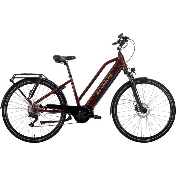 SAXONETTE E-Bike Trekkingrad Premium Sport (Trapez), 10 Gang, Kettenschaltung, Mittelmotor, 522 Wh, Pedelec, Elektrofahrrad für Damen