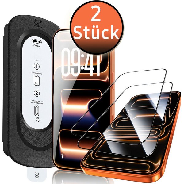 TK-Handel Displayschutzfolie panzerglas 9H Montagehilfe Schutzglas Schutzfolie Glas Folie für iPhone 17 Pro Max iPhone 18 Pro Max, Displayschutzfolie, Displaysc