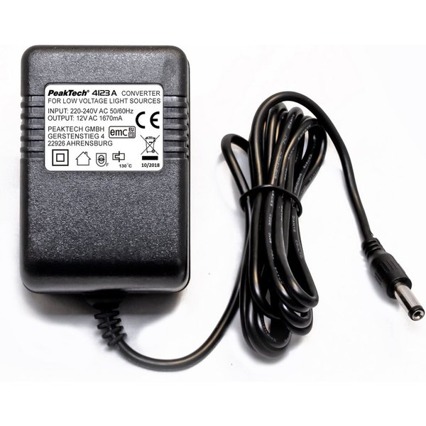 PeakTech Konverter für Niedervoltlichtquellen, 12 V AC/AC Steckernetzteil