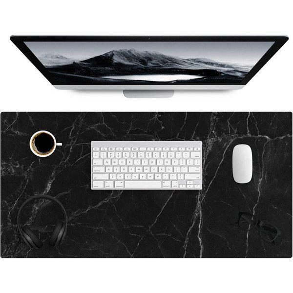 MuchoWow Gaming Mauspad Marmor - Schwarz (1-St), Gaming Mauspad XXL, Schreibtischunterlage, Desk Mat Groß, 80x40 cm