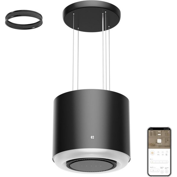 CIARRA Inselhaube 48 cm Dunstabzugshaube leise A+ 565 m³/h Umluft freihängend VM4838B Kohlefiltern & Fettfiltern WIFI-APP Touch Control Inkl. BOOST 4 Stufen