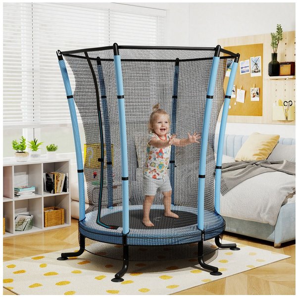 HOMALL Kindertrampolin Durchmesser 140 Zentimeter, Gartentrampolin, Belastbarkeit 50 kg, Ø 140 cm, (Buntes Indoor-Trampolin mit Sicherheitsnetz und Kantenschutz