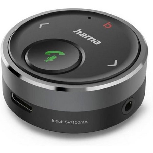 Hama Bluetooth Adapter für Auto Kfz, 3,5 mm Stecker, Musik, Sprachsteuerung KFZ-Adapter 3,5-mm-Klinke zu 3,5-mm-Klinke, Verstärker Bass, Multifunktions Button, 