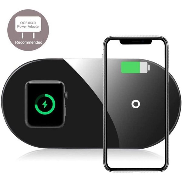 te-rich 2-in-1 Wireless Qi-Ladepad für iPhone, Apple Watch, AirPods, Samsung Wireless Charger (Wireless Charger-Set, 2-in-1 Wireless Charger mit USB-Kabel und N