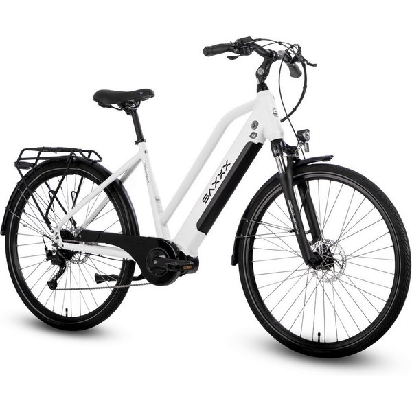 SAXXX E-Bike Cityrad 28 Zoll, 70Nm Mittelmotor, 100km, bis 130kg belastbar, 95% vormontiert, 9 Gang SHIMANO Alivio Schaltwerk, Kettenschaltung, Mittelmotor, 418