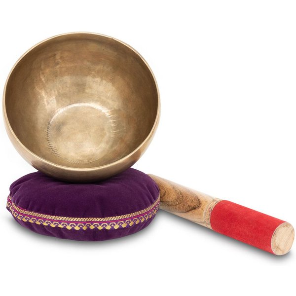 XDrum Klangschalen Omshanti Klangschale 13 cm Komplett-Set mit Kissen und Schlägel, handgehämmert in Indien - ideal für Meditations- und Therapiezwecke