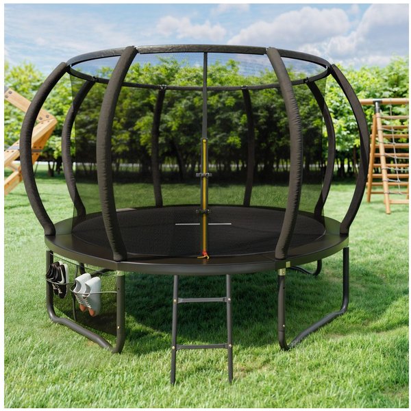 GUNJI Gartentrampolin trampolin 305/366cm, Kindertrampolin mit Sicherheitsnetz und Geländer, Ø 305 cm, (150 kg Tragfähigkeit, in den Farben schwarz und blau erh