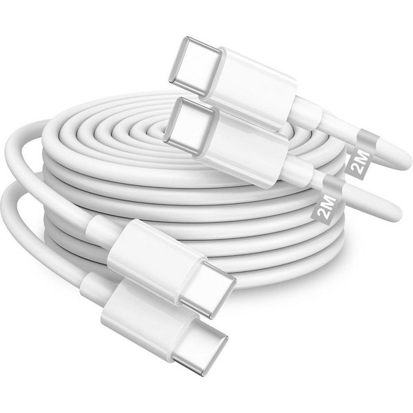 Futurea iPhone Samsung USB-C Kabel 100W Ladekabel 1m 2m USB-C Smartphone-Kabel, USB-C, USB Typ C, USB C, USB Typ C (200 cm), für iPhone 15 16 Pro Max Plus, iPad