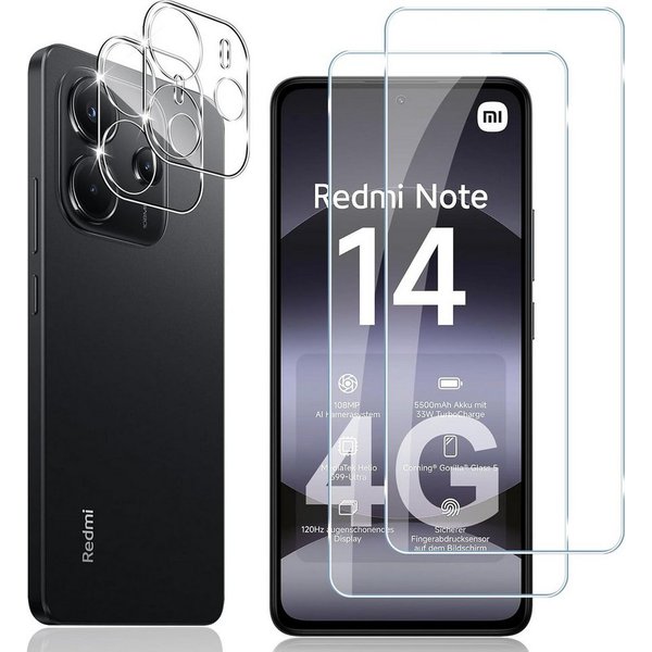 MSM Displayschutzglas 2X Schutzglas (Display + Kamera) für Xiaomi Redmi Note 14 4G