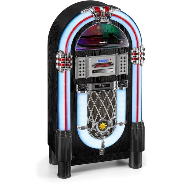 Karcher JB 6608D Retro-Radio (DAB+, UKW (FM), 40 W, Jukebox mit Plattenspieler, CD-Player, Bluetooth, UKW / DAB+ Radio)