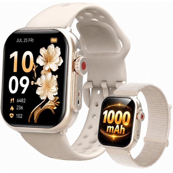 ANYSUN Smartwatch Damen Herren mit 1000mAh Akku, Smartwatch (4.65 cm/1,83 Zoll) Fitness Tracker Uhr für Damen Herren 30 Tage Ultralange Standby, 24H Telefonfunk